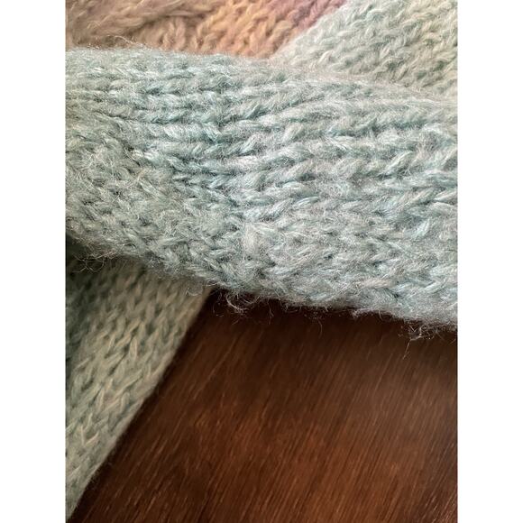 Handmade Ombré Gradient Knit Multicolor pastel Mermaid Rainbow Sweater Large VTG - Picture 3 of 9